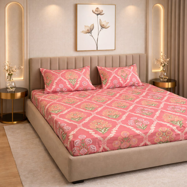 Cloud Soft Blush Mahal King Size Bedsheet Set (1 Bedsheet, 2 Pillow Covers)