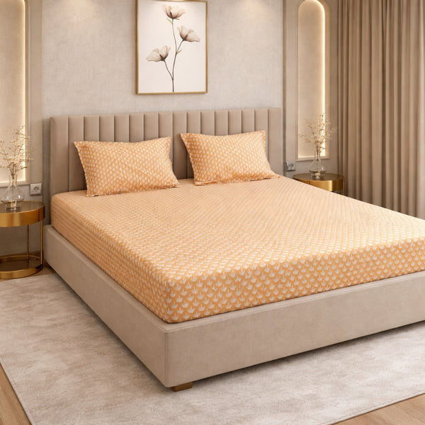 Night Bloom Desert Honey Double Bedsheet Set (1 Bedsheet, 2 Pillow Covers)