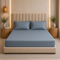 300TC Solid 100% Pure Cotton King Bedsheet Set (1 Bedsheet, 2 Pillow Covers), Steel Blue