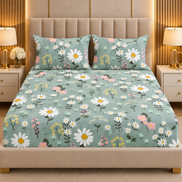Daisy Cove 3Pcs Double Bedsheet Set (1 Bedsheet & 2 Pillow Covers)