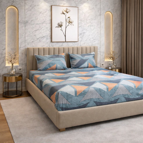 Cloud Soft Urban Prism King Size Bedsheet Set (1 Bedsheet, 2 Pillow Covers)
