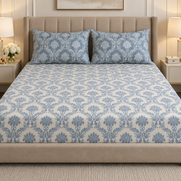 Blue Empress King Size Bedsheet Set (1 Bedsheet, 2 Pillow Covers)