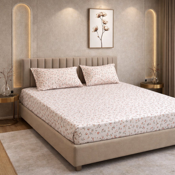 Night Bloom Petite Blossom Double Bedsheet Set (1 Bedsheet, 2 Pillow Covers)