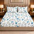 Blue Petal Muse 100% Cotton King Size Bedsheet Set (1 Bedsheet & 2 Pillow Covers)