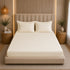 300TC Solid 100% Pure Cotton King Bedsheet Set (1 Bedsheet, 2 Pillow Covers), Ivory