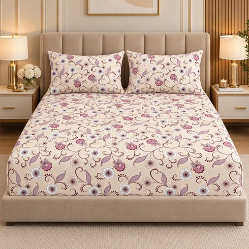 Amour 3Pcs Double Bedsheet Set (1 Bedsheet & 2 Pillow Covers)