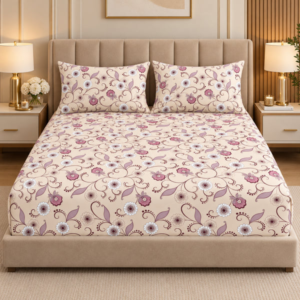 Amour 3Pcs Double Bedsheet Set (1 Bedsheet & 2 Pillow Covers)