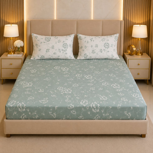 Petal Vine King Size Bedsheet Set (1 Bedsheet, 2 Pillow Covers)