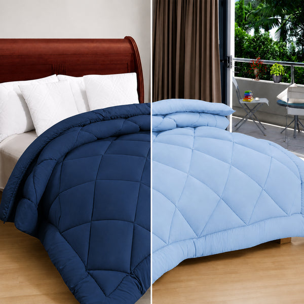 Reversible Double Bed Comforter | 150 GSM, Glacier Blue