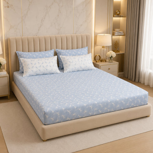Sky Symphony 5 Pcs Double Bedsheet Set (1 Bedsheet, 4 Pillow Covers)