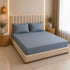 300TC Solid 100% Pure Cotton King Bedsheet Set (1 Bedsheet, 2 Pillow Covers), Steel Blue