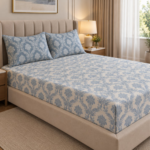 Blue Empress King Size Bedsheet Set (1 Bedsheet, 2 Pillow Covers)