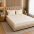 300TC Solid 100% Pure Cotton King Bedsheet Set (1 Bedsheet, 2 Pillow Covers), Ivory
