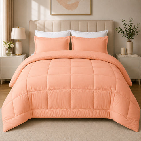 Reversible Double Bed Comforter | 150 GSM, Peach Blush
