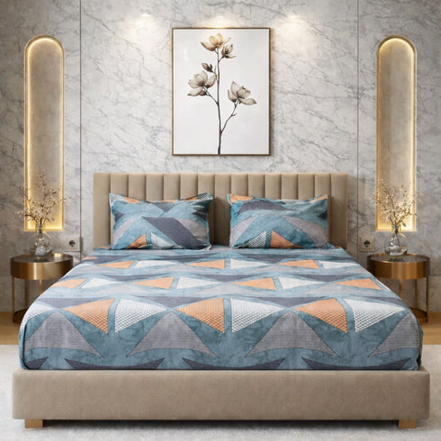 Cloud Soft Urban Prism King Size Bedsheet Set (1 Bedsheet, 2 Pillow Covers)