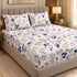 Porcelain Bloom 100% Cotton King Size Bedsheet Set (1 Bedsheet & 2 Pillow Covers)