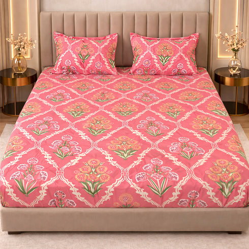 Cloud Soft Blush Mahal King Size Bedsheet Set (1 Bedsheet, 2 Pillow Covers)