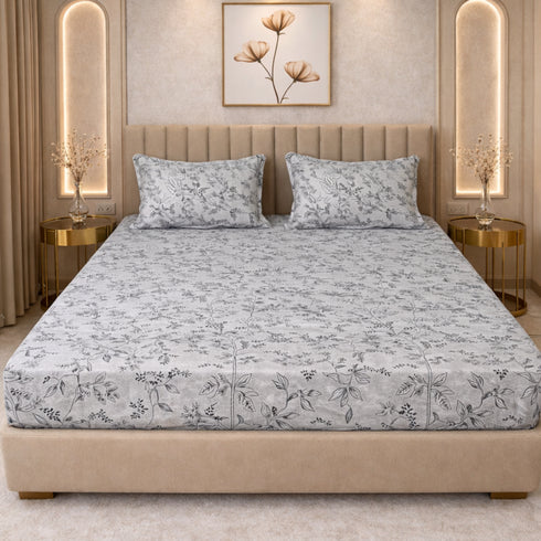 Silver Grove Double Bedsheet Set (1 Bedsheet, 2 Pillow Covers)