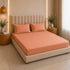 300TC Solid 100% Pure Cotton King Bedsheet Set (1 Bedsheet, 2 Pillow Covers), Sunset Apricot