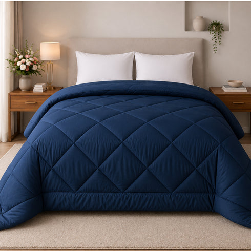 Reversible Double Bed Comforter | 150 GSM, Glacier Blue