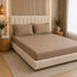 300TC Solid 100% Pure Cotton King Bedsheet Set (1 Bedsheet, 2 Pillow Covers), Mocha