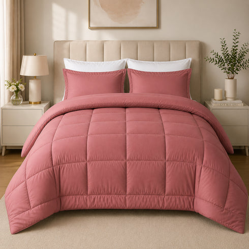 Reversible Double Bed Comforter | 150 GSM, Peach Blush