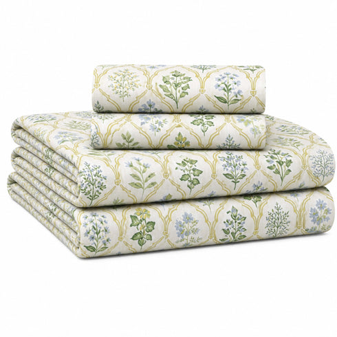 Cloud Soft Verdant Trellis King Size Bedsheet Set (1 Bedsheet, 2 Pillow Covers)