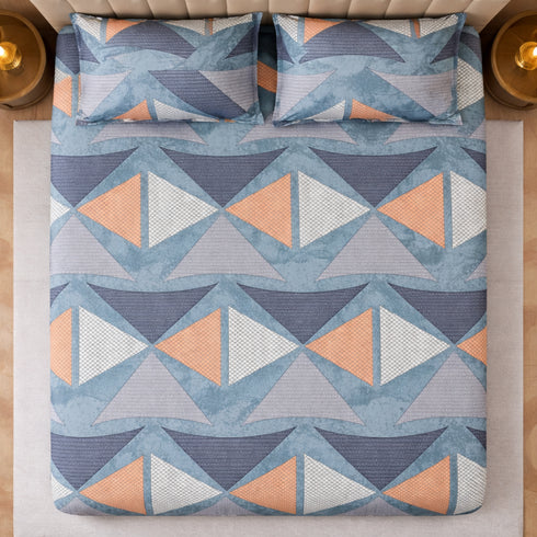 Cloud Soft Urban Prism King Size Bedsheet Set (1 Bedsheet, 2 Pillow Covers)