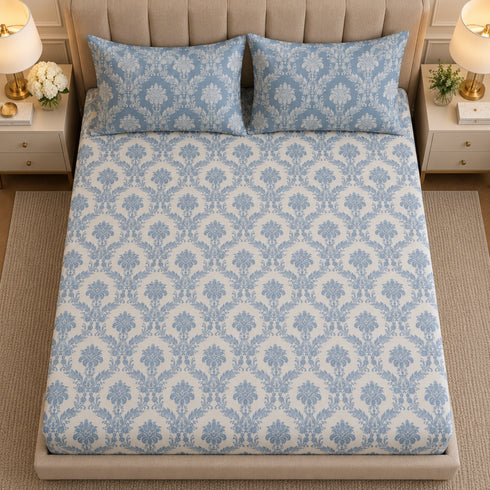 Blue Empress King Size Bedsheet Set (1 Bedsheet, 2 Pillow Covers)