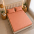 300TC Solid 100% Pure Cotton King Bedsheet Set (1 Bedsheet, 2 Pillow Covers), Sunset Apricot