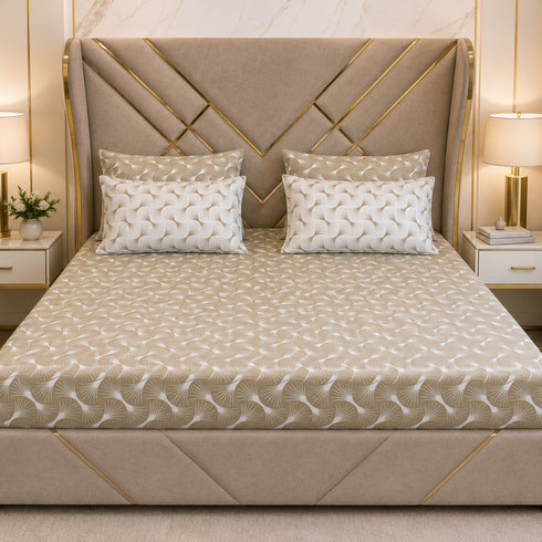 Olive Aura 5 Pcs Double Bedsheet Set (1 Bedsheet, 4 Pillow Covers)