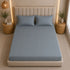 300TC Solid 100% Pure Cotton King Bedsheet Set (1 Bedsheet, 2 Pillow Covers), Steel Blue