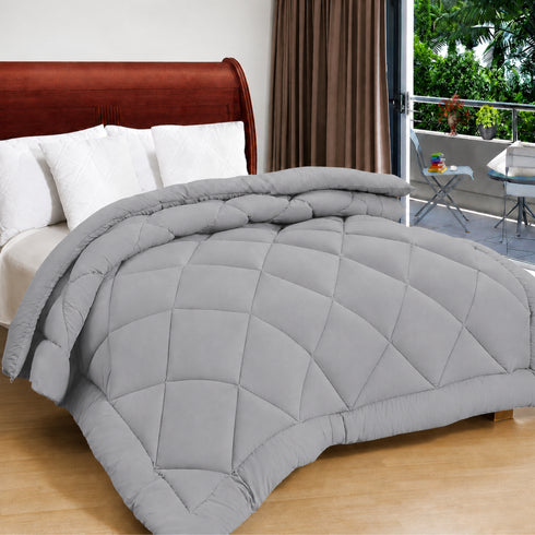 Reversible Double Bed Comforter | 150 GSM, Charcoal Mist