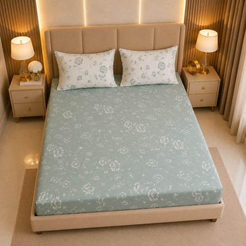 Petal Vine King Size Bedsheet Set (1 Bedsheet, 2 Pillow Covers)