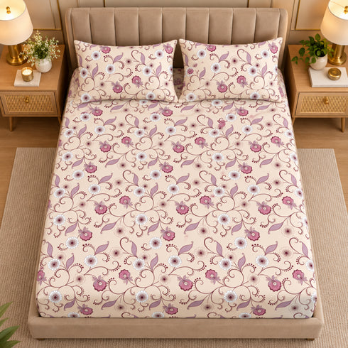Amour 3Pcs Double Bedsheet Set (1 Bedsheet & 2 Pillow Covers)