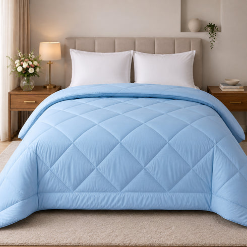 Reversible Double Bed Comforter | 150 GSM, Glacier Blue