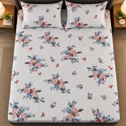 Vintage Rose 3Pcs Double Bedsheet Set (1 Bedsheet & 2 Pillow Covers)