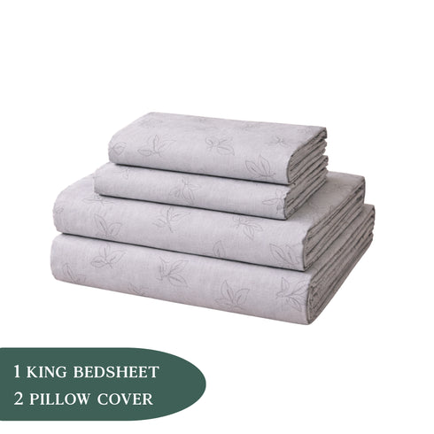 Slate Leaves Double Bedsheet Set (1 Bedsheet, 2 Pillow Covers)