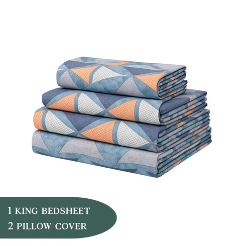 Cloud Soft Urban Prism King Size Bedsheet Set (1 Bedsheet, 2 Pillow Covers)