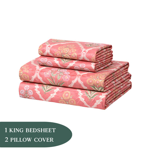 Cloud Soft Blush Mahal King Size Bedsheet Set (1 Bedsheet, 2 Pillow Covers)