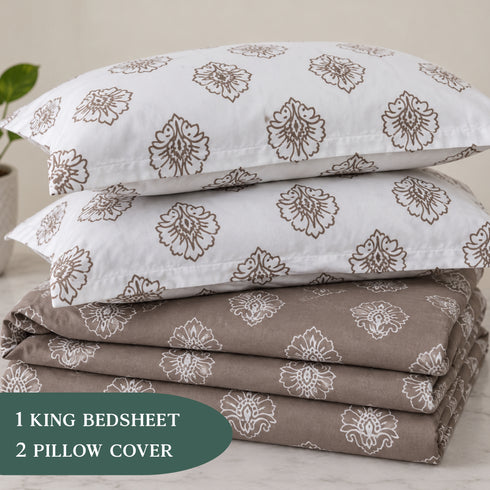 Meher King Size Bedsheet Set (1 Bedsheet, 2 Pillow Covers)