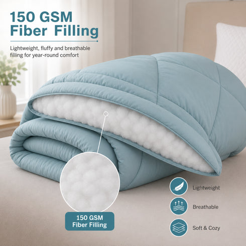 Reversible Double Bed Comforter | 150 GSM, Blue Lagoon