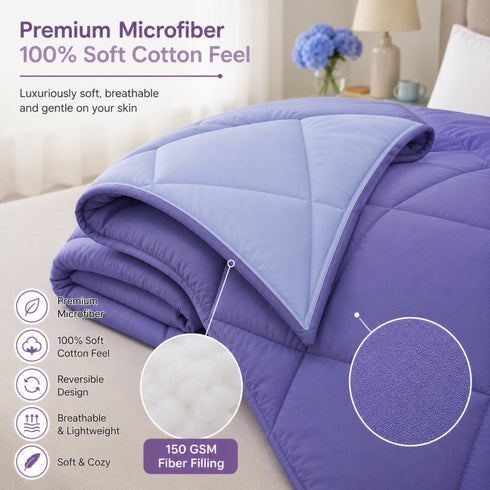 Reversible Double Bed Comforter | 150 GSM, Twilight Iris