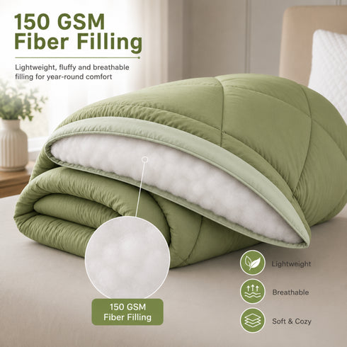 Reversible Double Bed Comforter | 150 GSM, Forest Calm