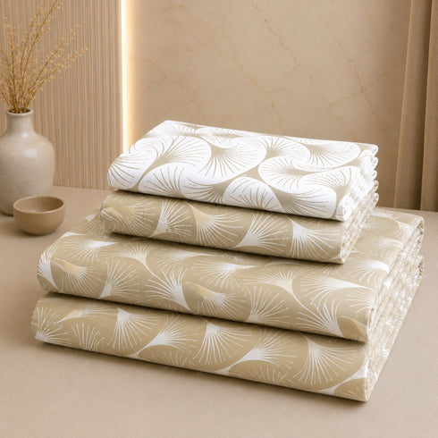 Olive Aura 5 Pcs Double Bedsheet Set (1 Bedsheet, 4 Pillow Covers)