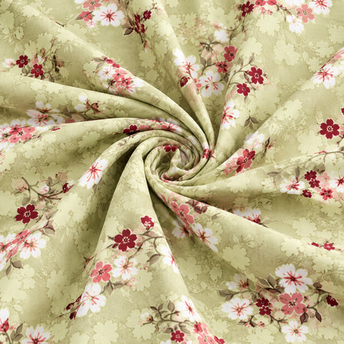 Sage Rosette 100% Cotton King Size Bedsheet Set (1 Bedsheet & 2 Pillow Covers)