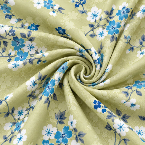 Jade Blossom 100% Cotton King Size Bedsheet Set (1 Bedsheet & 2 Pillow Covers)