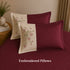 Italian Embroidery 3Pcs King Bedsheet Set (1 Bedsheet, 2 Pillow Covers), Bordeaux
