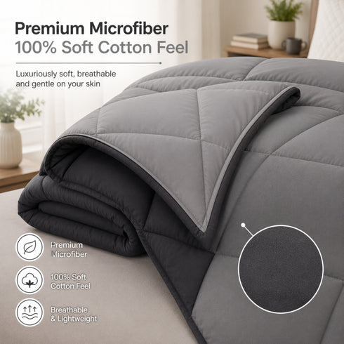 Reversible Double Bed Comforter | 150 GSM, Charcoal Mist