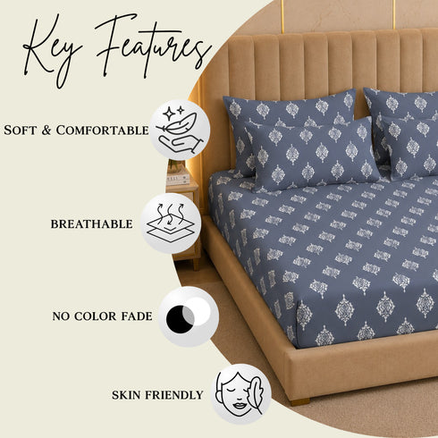 Regal Grace King Size Bedsheet Set (1 Bedsheet, 2 Pillow Covers)